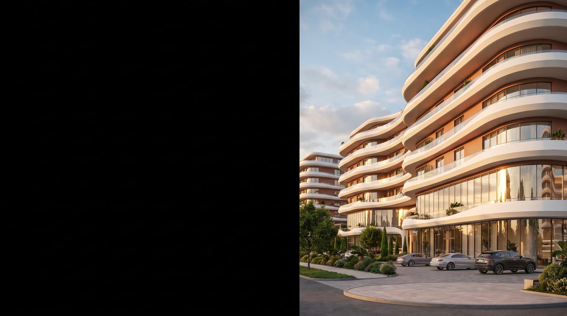 Modern residential complex at golden hour in Oman