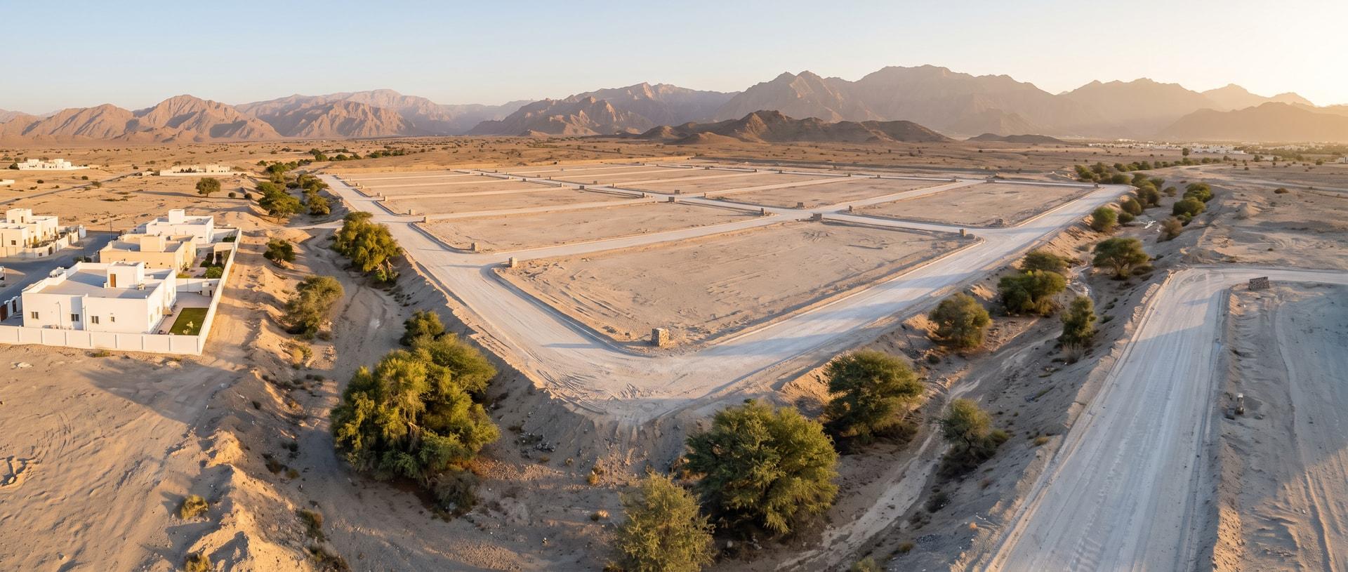 Aerial view of verified plots laid out in Oman