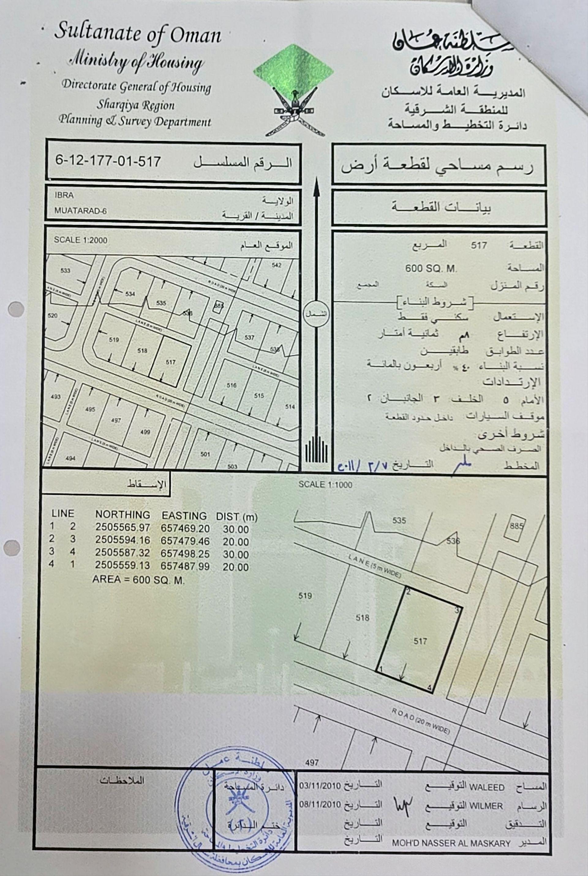 Residential Land in Wilayat Ibra, Masrun