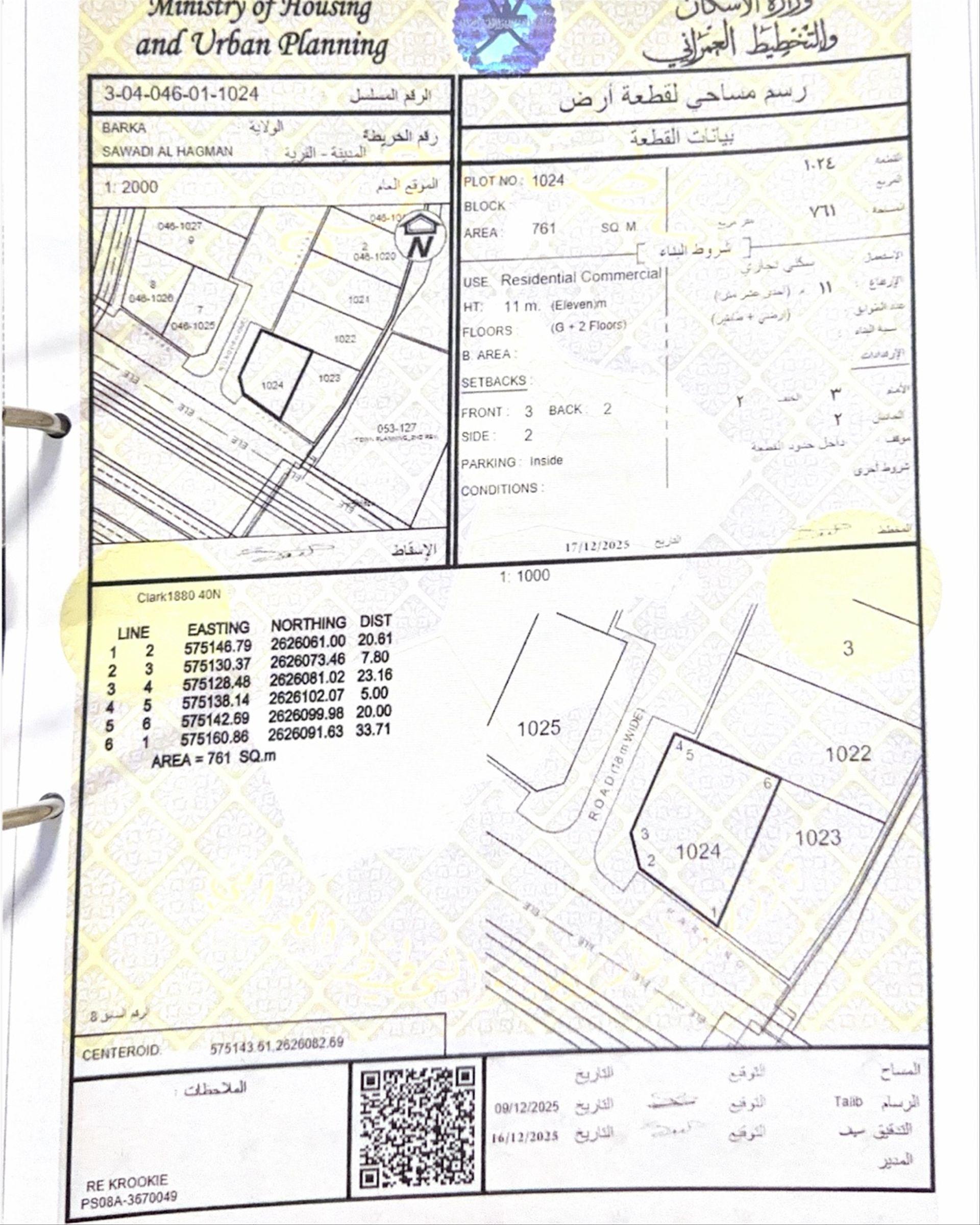 Commercial Land in Barka, Al Hadib