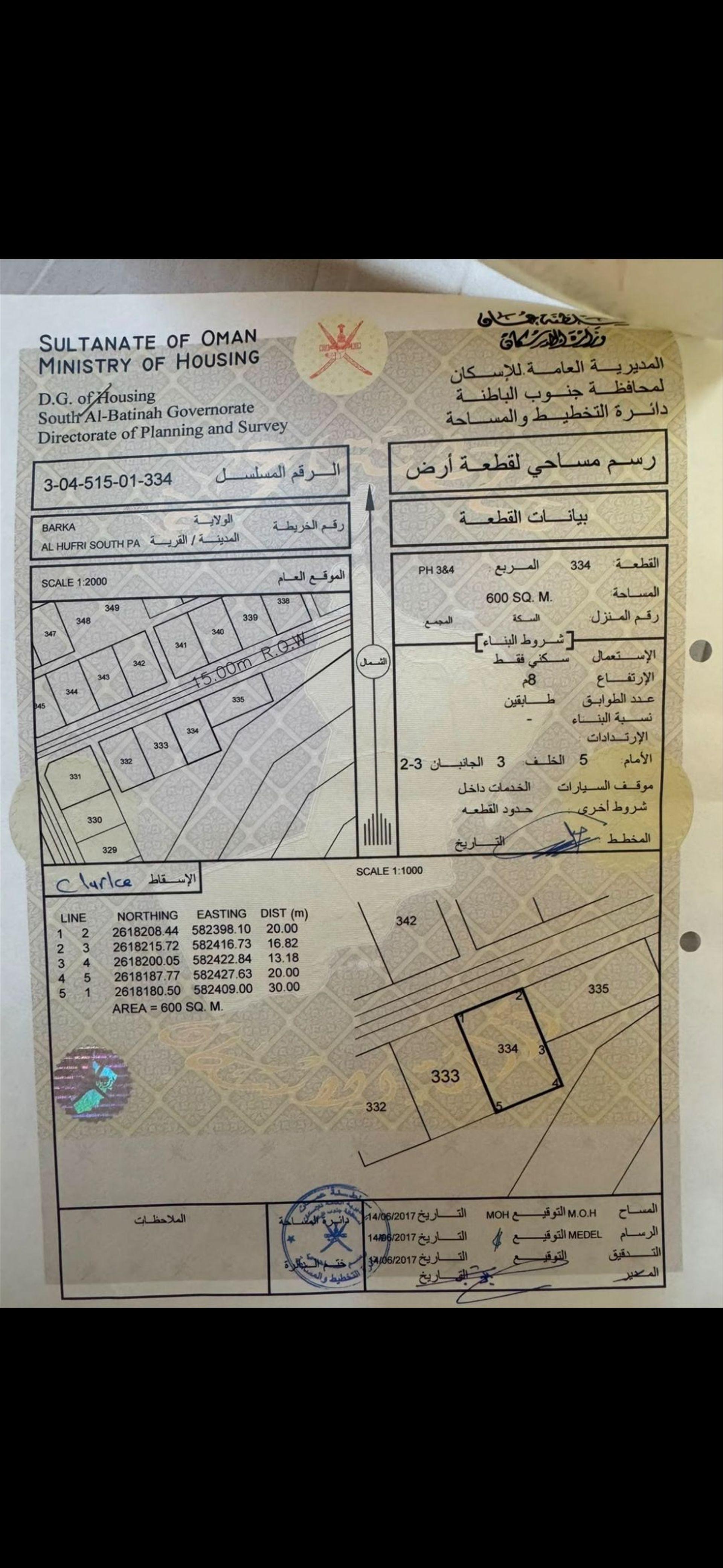 Residential Land in Barka, Al Hafri Al Janubiyah