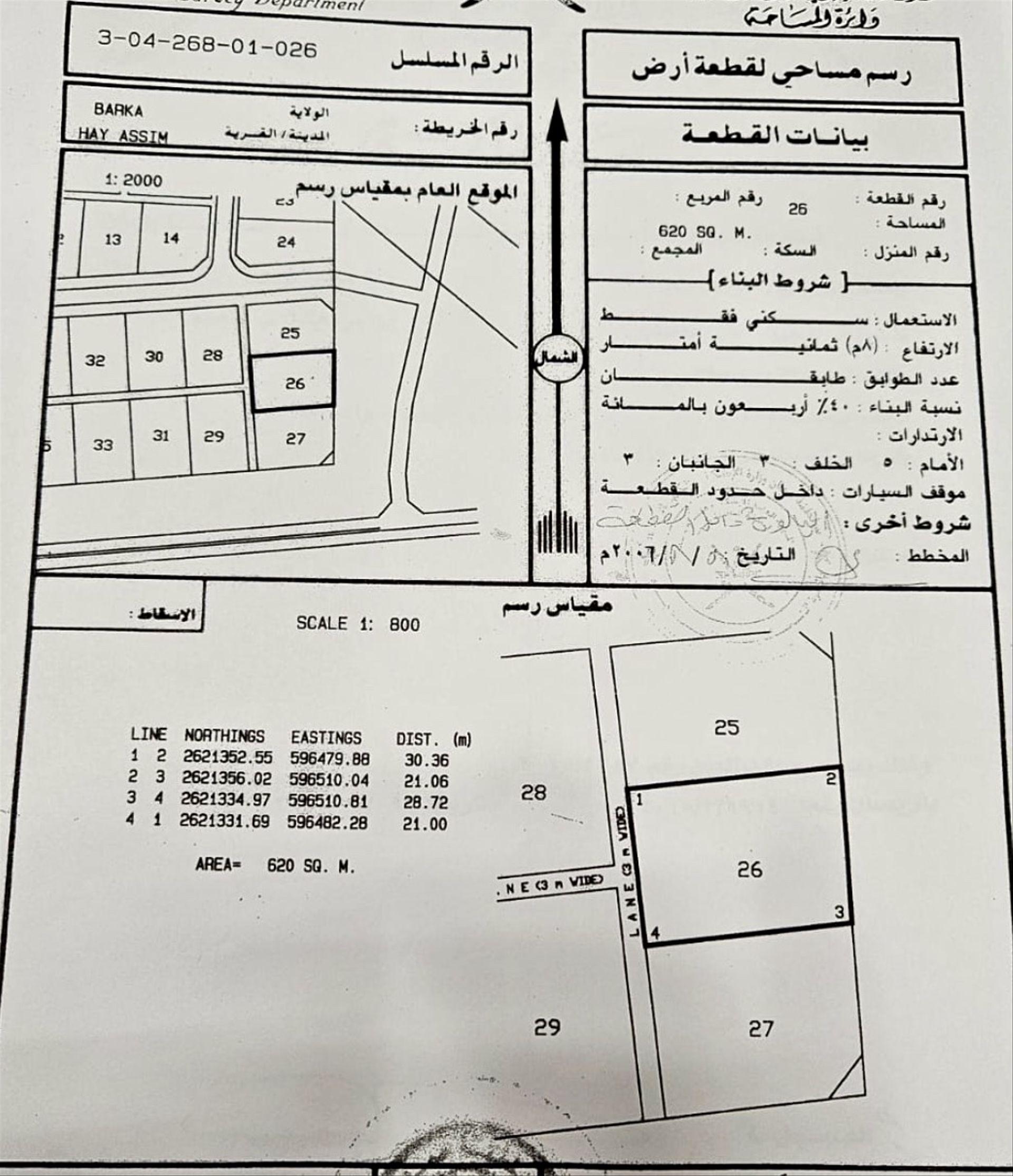 Residential Land in Mazra Al Haradi, Barka