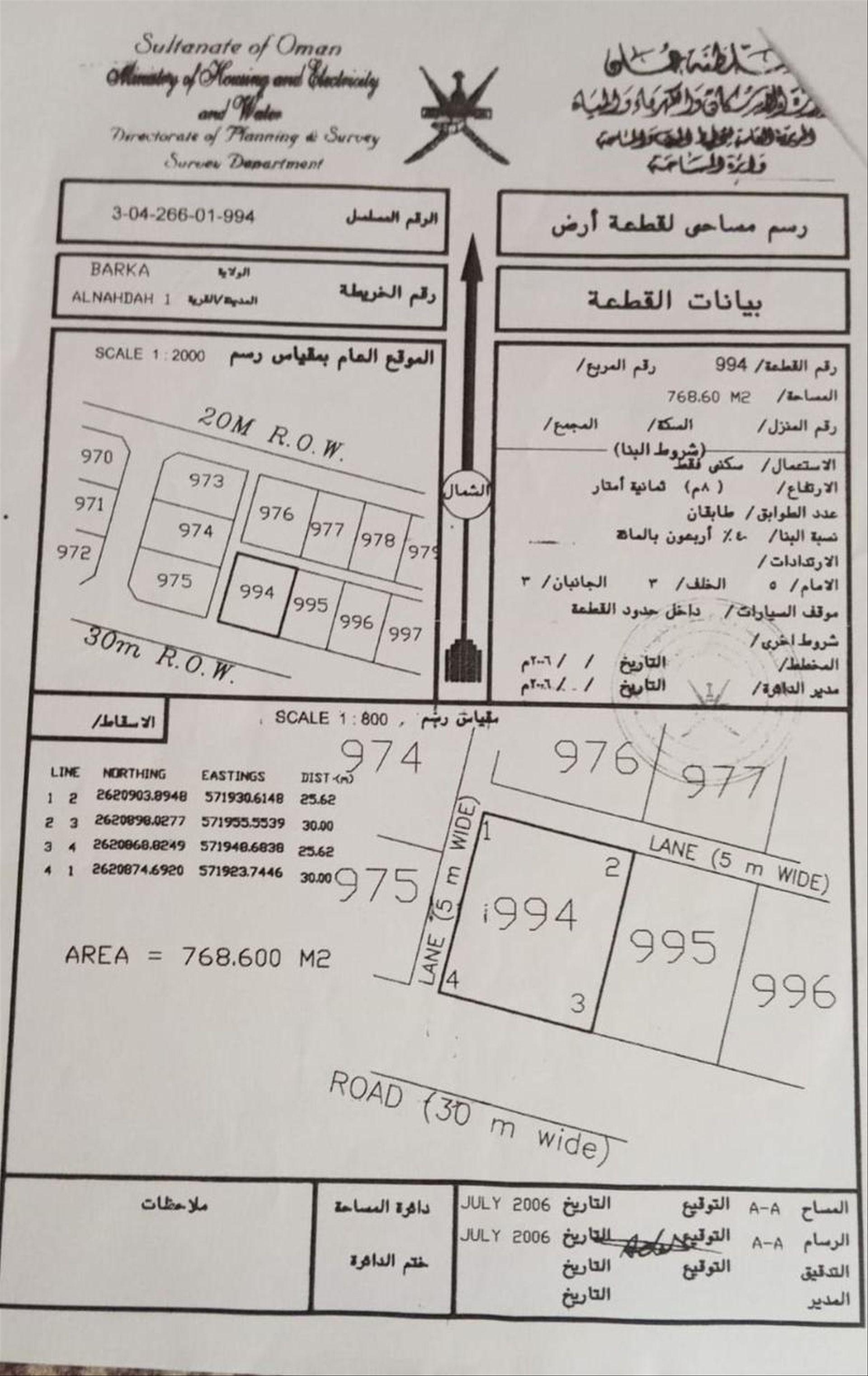 Residential Land in Al Bidi, Barka