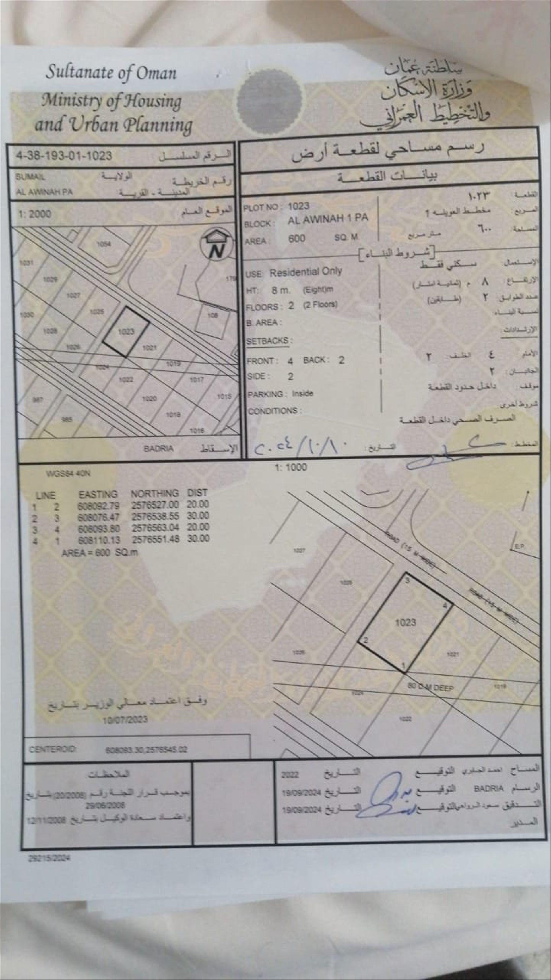 Residential Land in Al Uwaynah, Samail