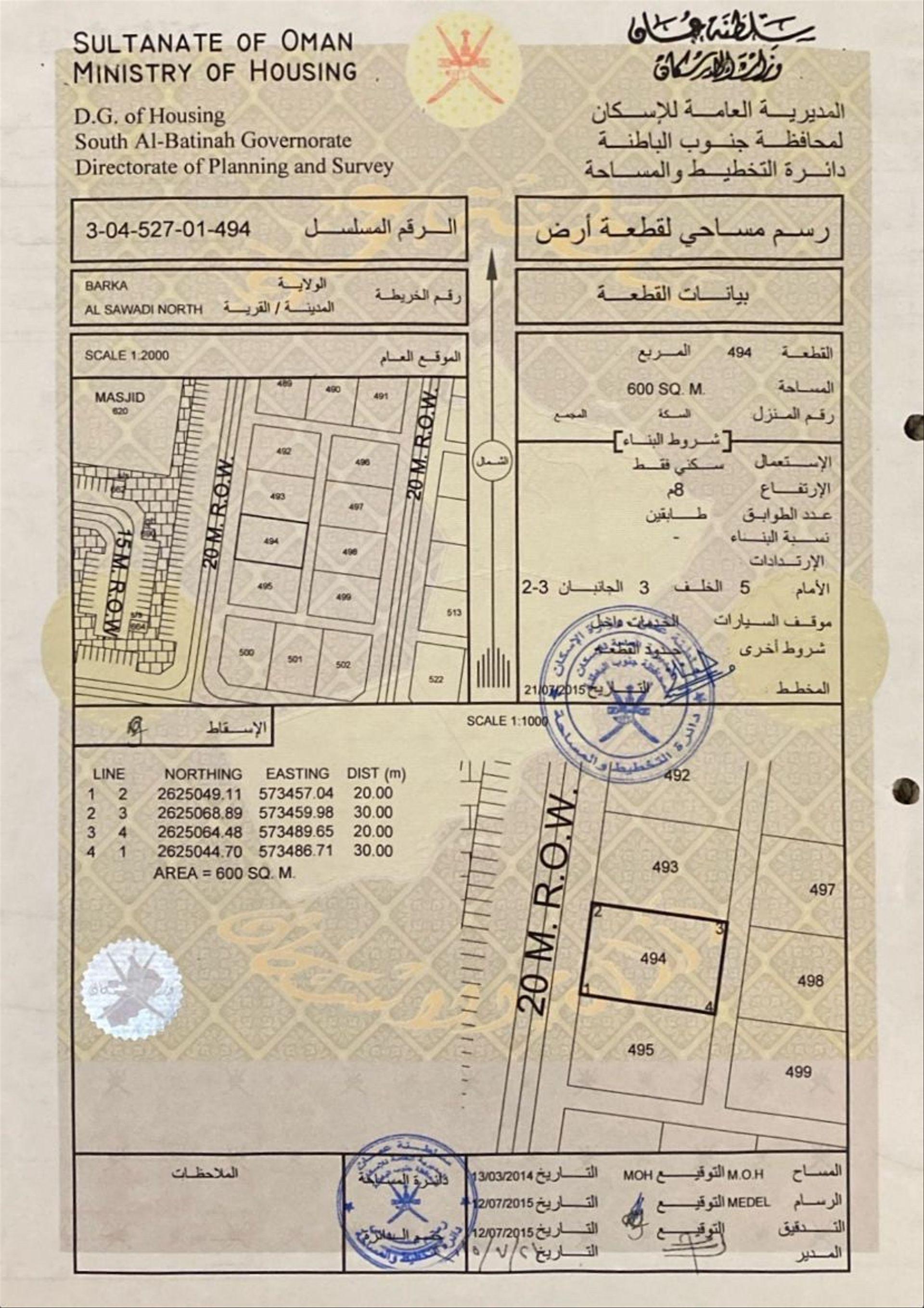 Residential Land in As Sawadi Al Hakman, Barka