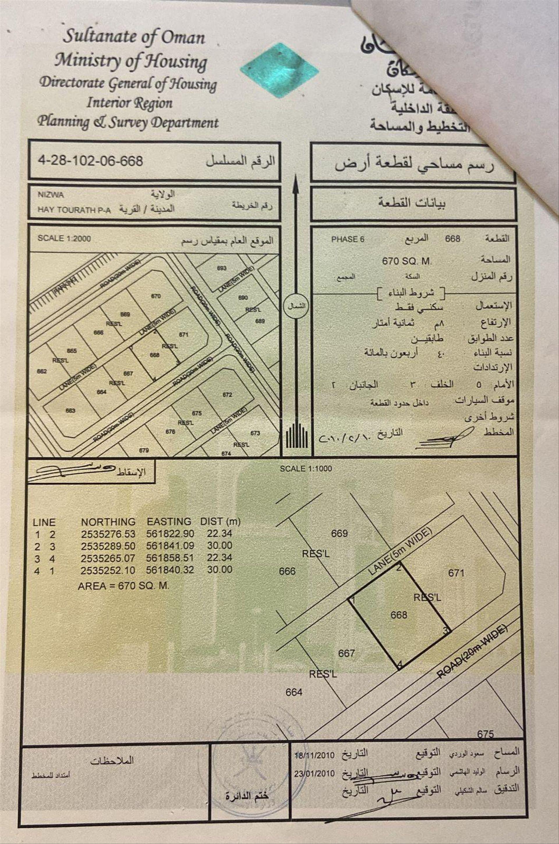 Residential Land in Nizwa, Hayy At Turath
