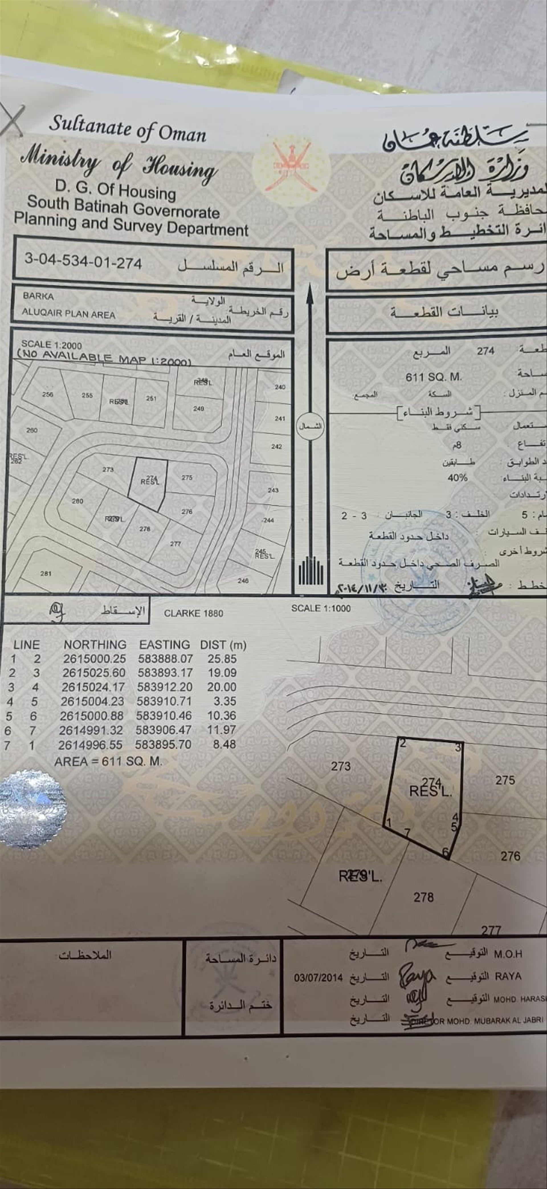 Residential Land in Al Iqayr, Barka