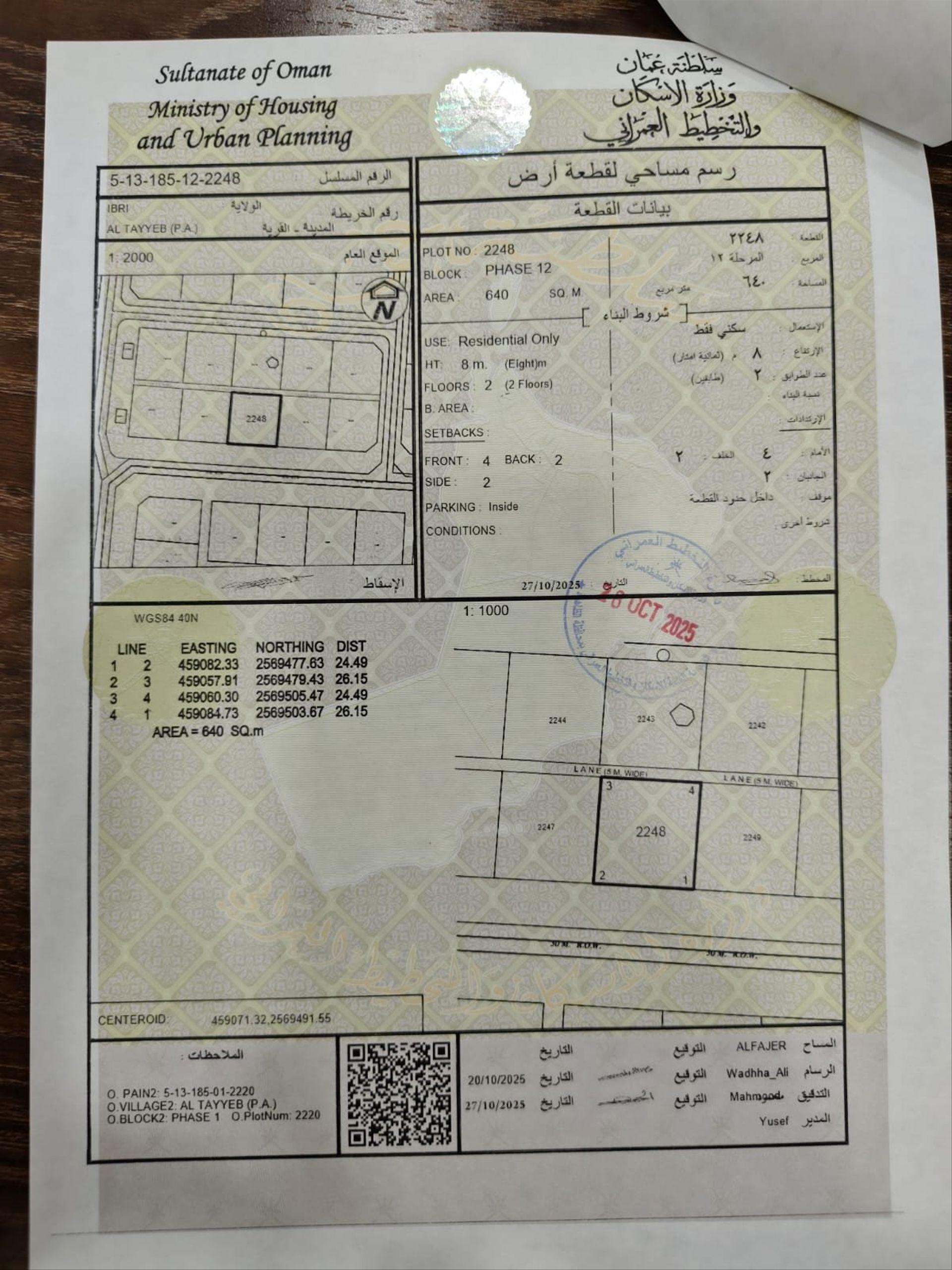Residential Land in At Tayyib, Ibri