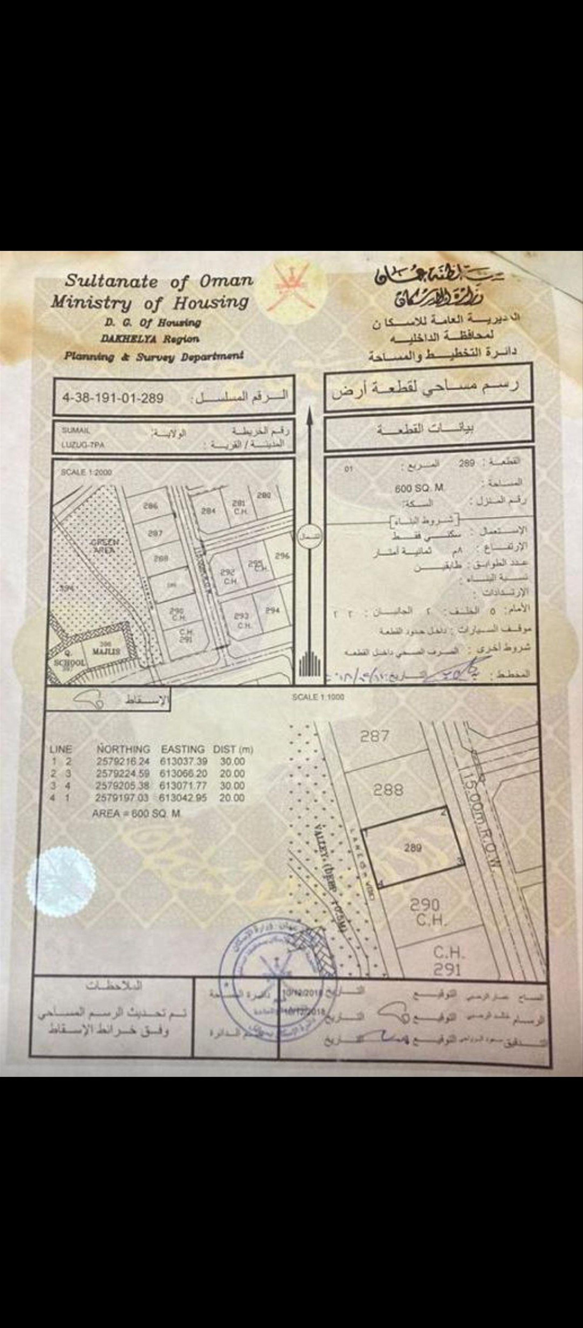 Residential Land in Samail, Lizugh