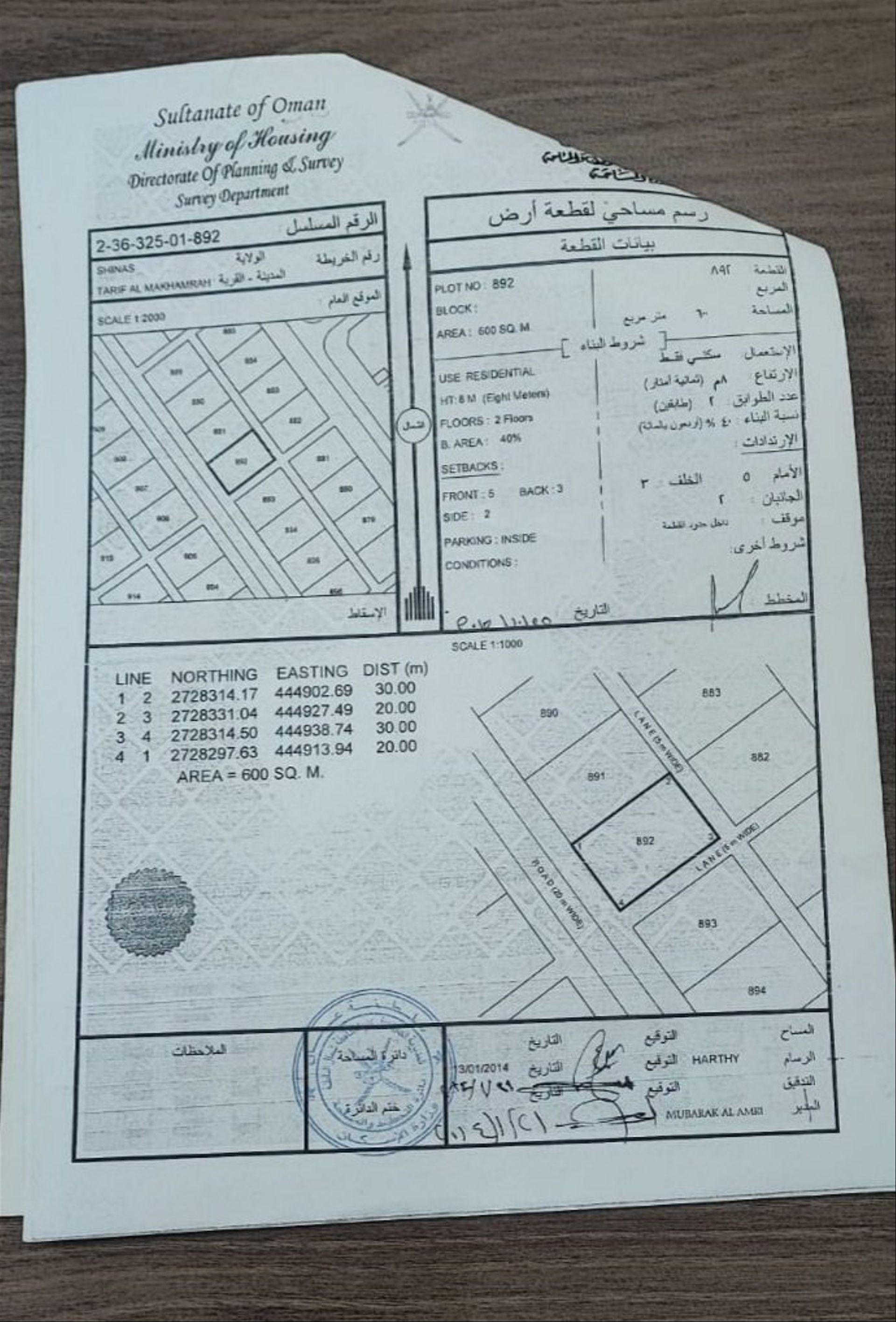 Residential Land in Shinas, Kudayran