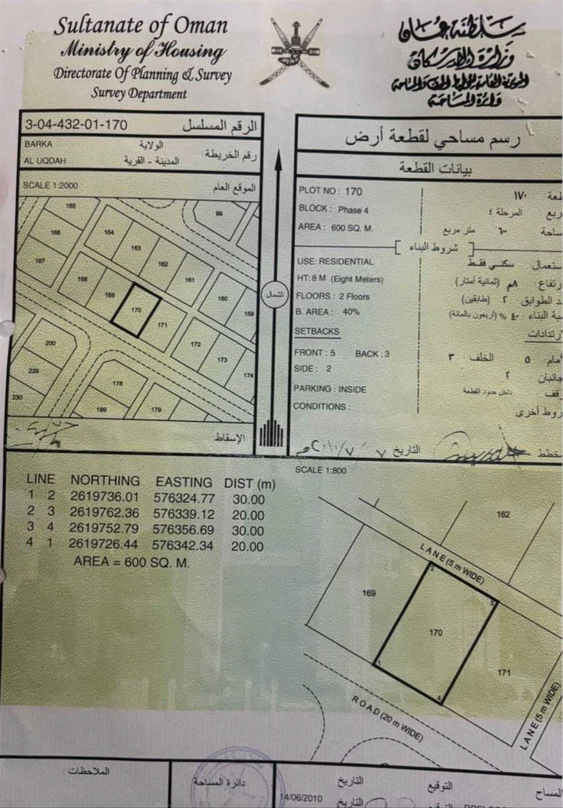 Residential Land in Al Bidi, Barka