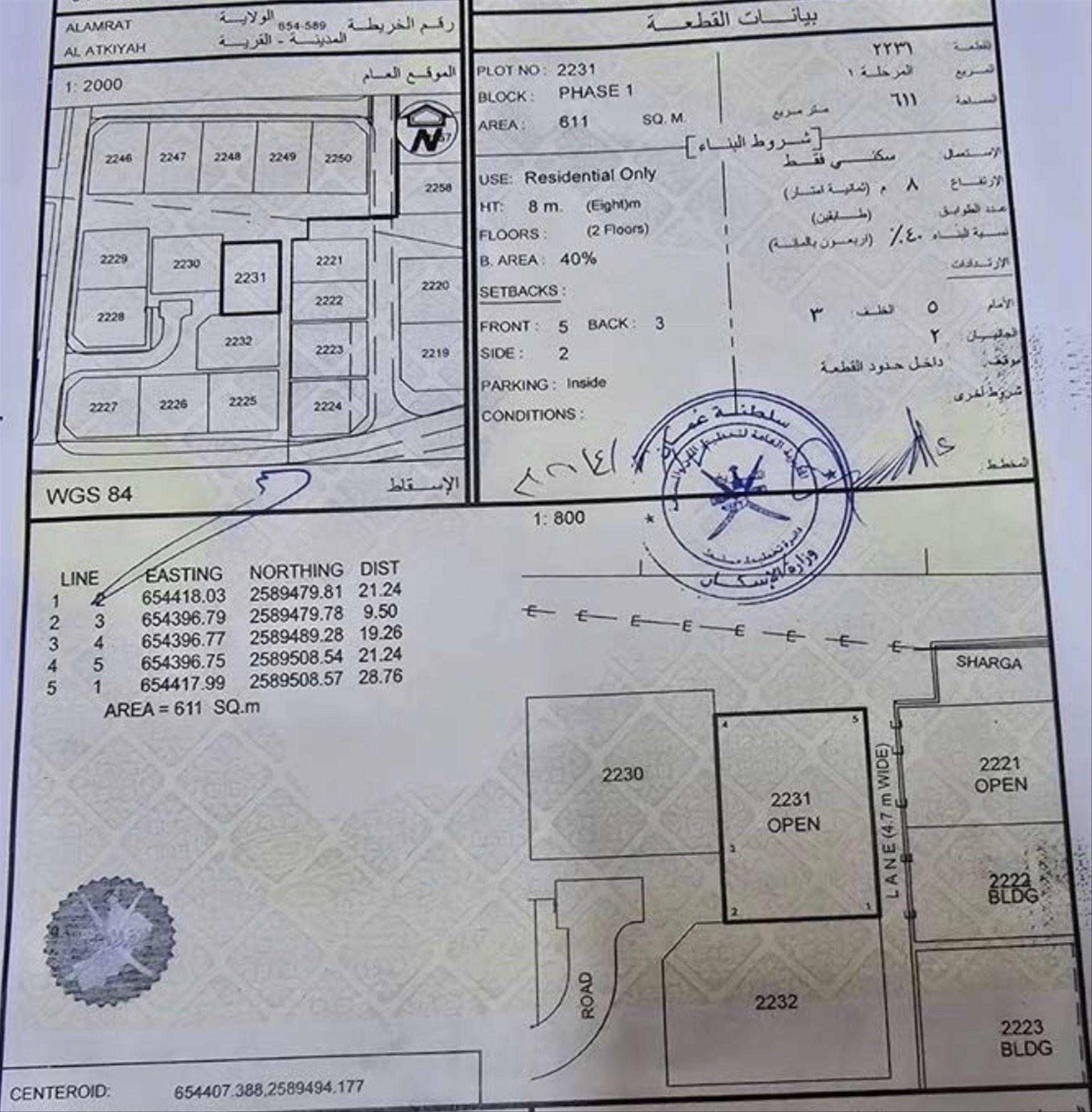 Residential Land in Muscat, Al Amrat