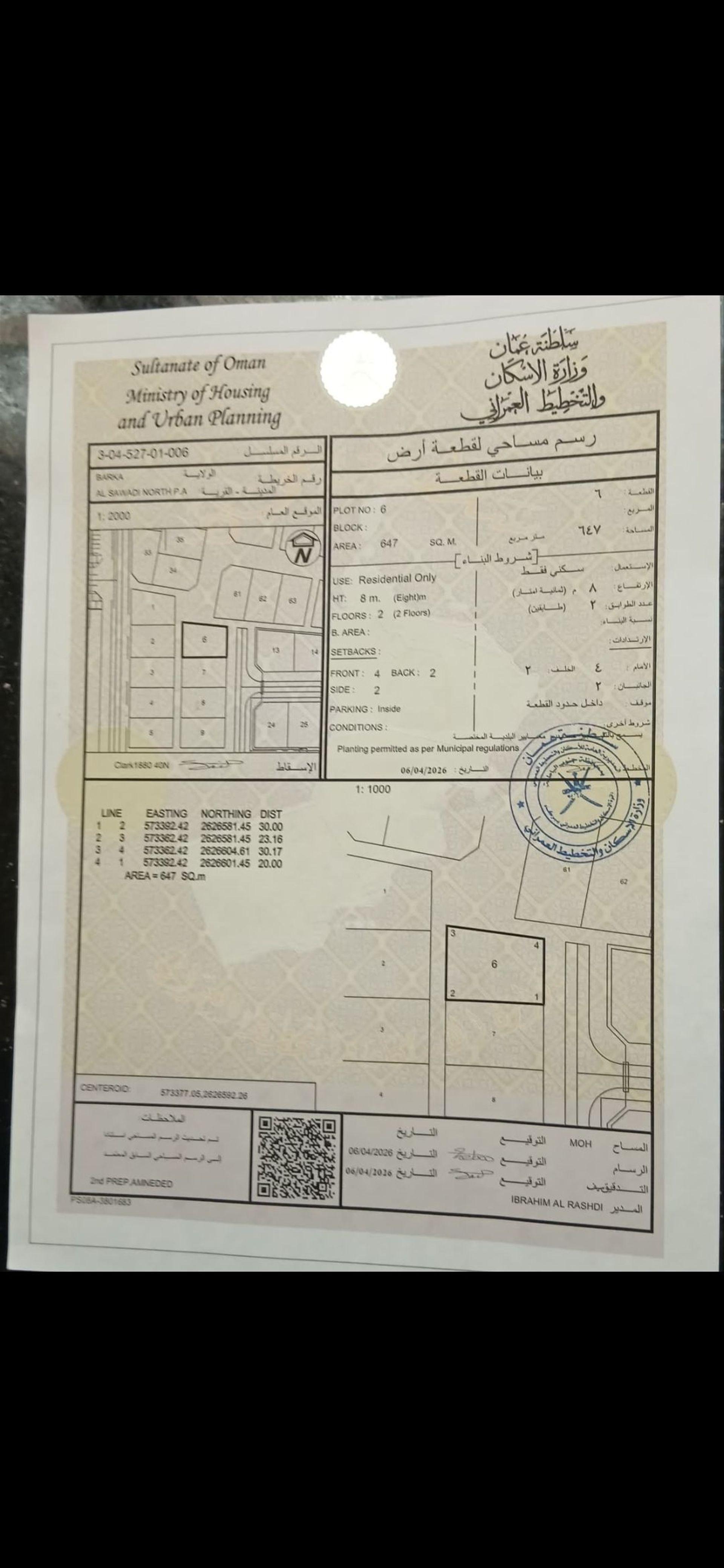 Residential Land in Al Musanaah, Maharah