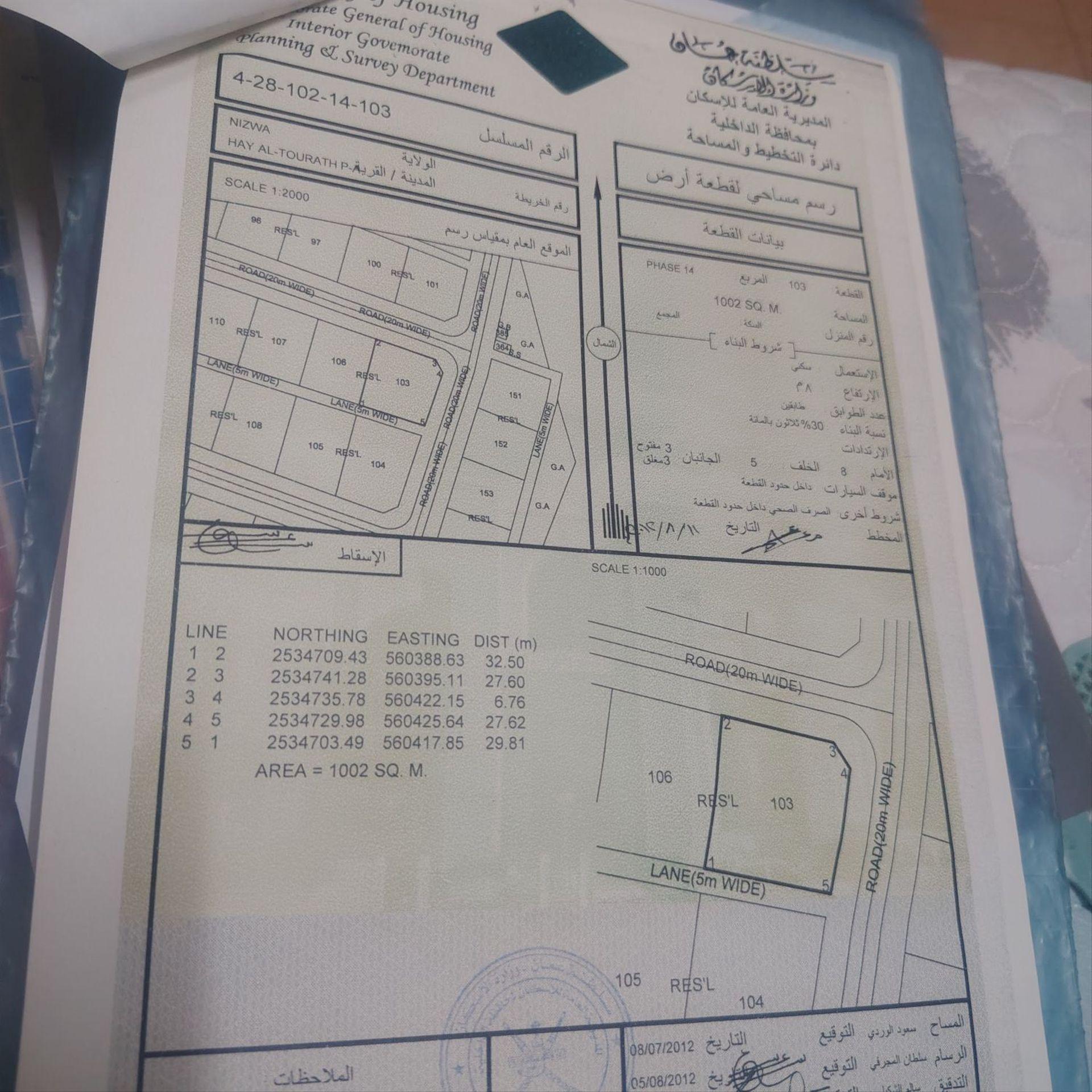 Residential Land in Nizwa, Al Wasit