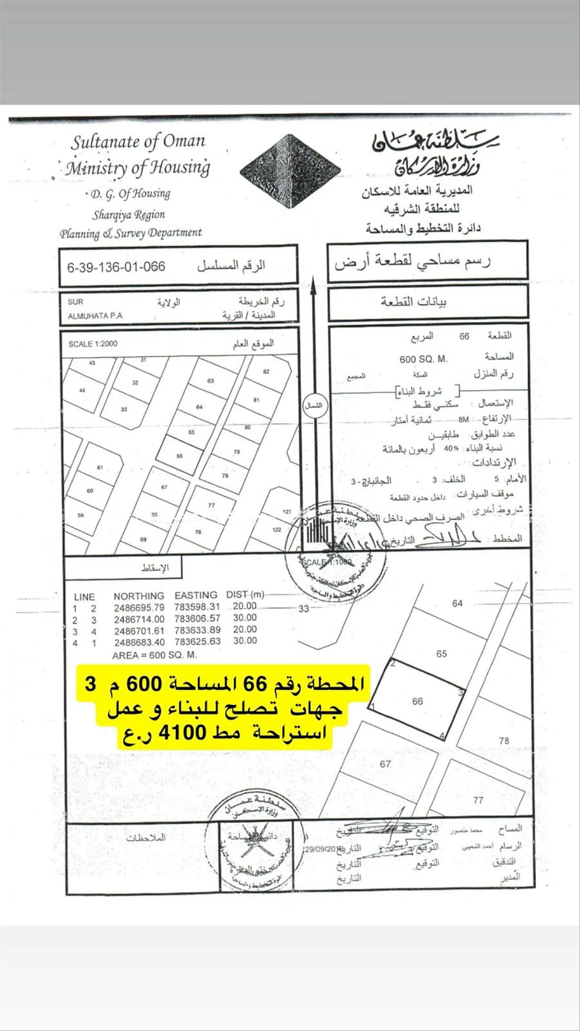 Residential Land in Sur, Ash Sharqiyah South