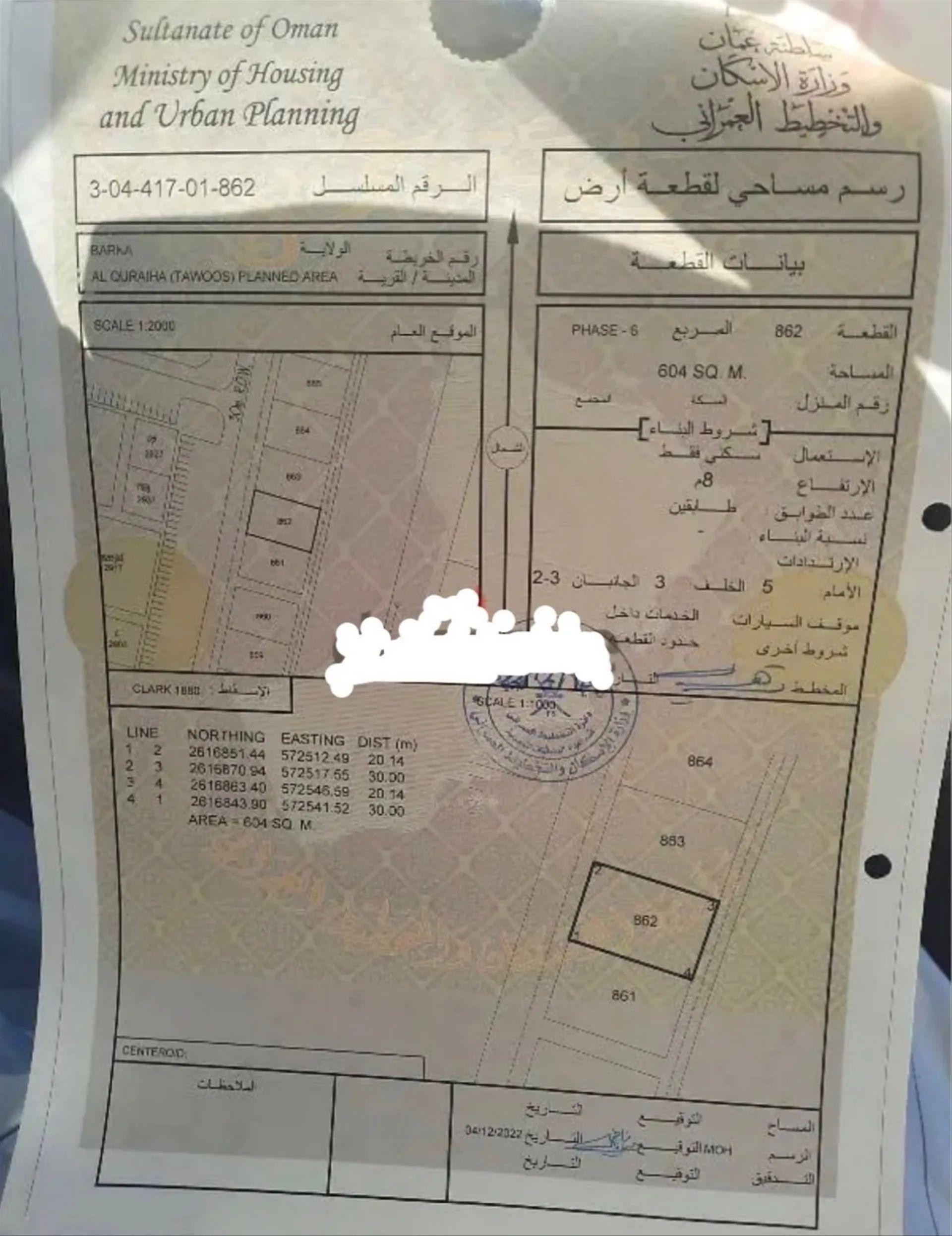 Residential Land in Al Qurayhah, Barka