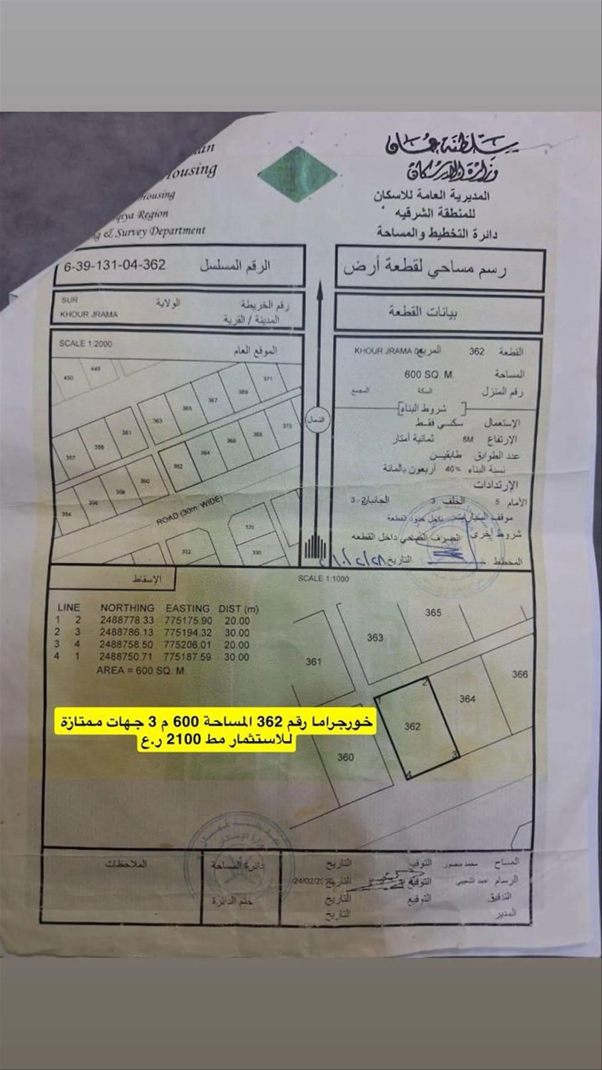 Residential Land in Sur, Ash Sharqiyah South