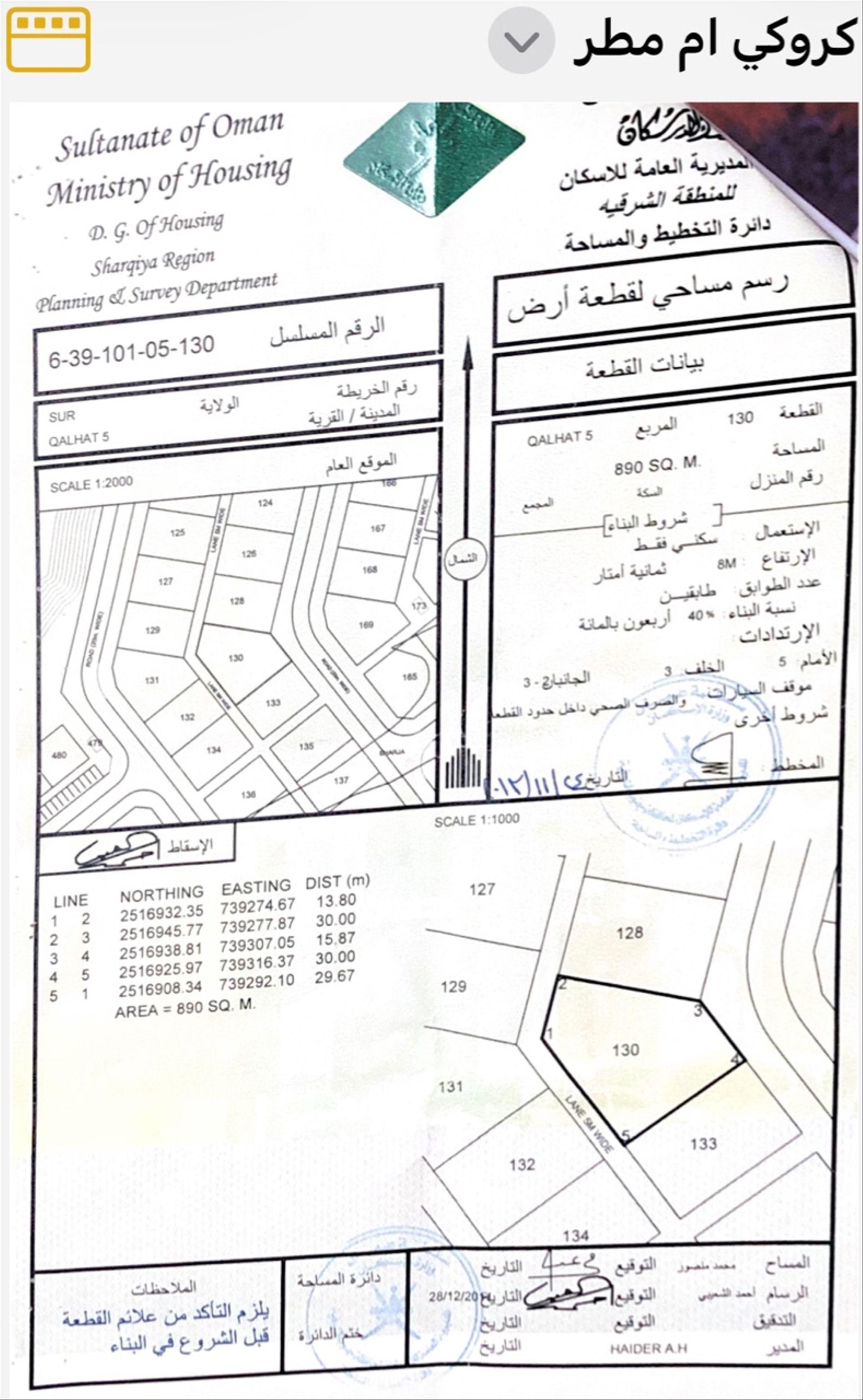 Residential Land in Sur, Ash Sharqiyah South