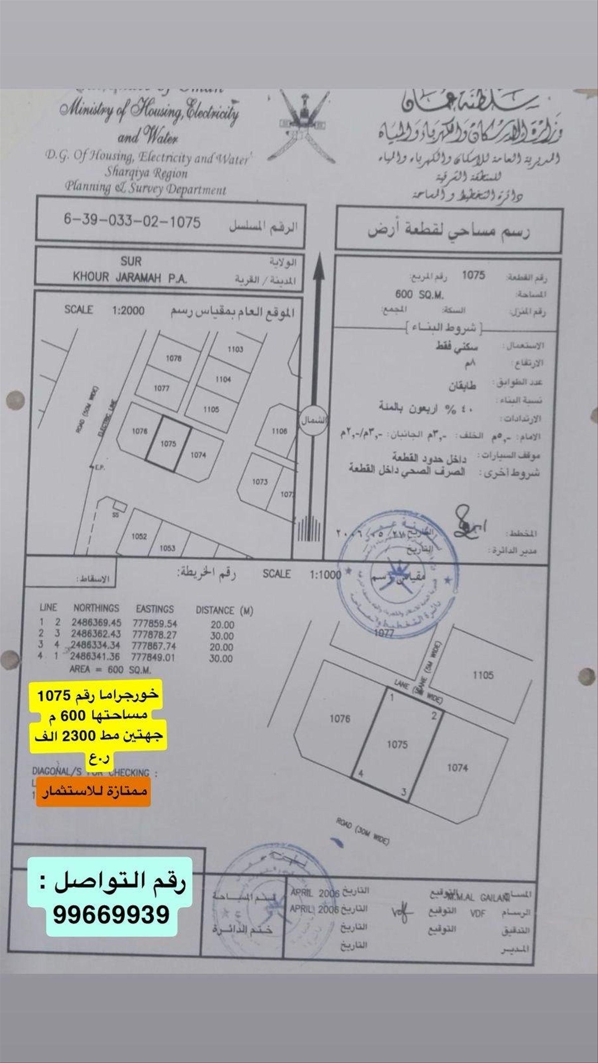 Residential Land in Sur, Ash Sharqiyah South