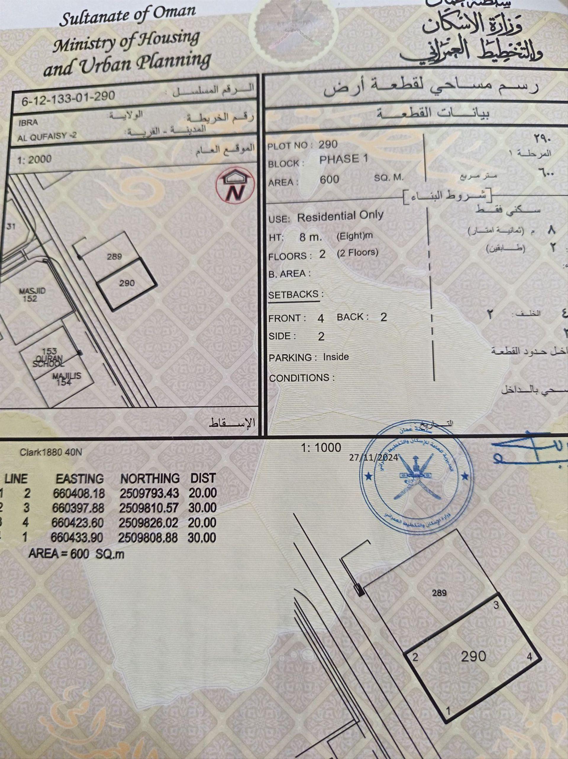 Residential Land in Wilayat Ibra, Ibra