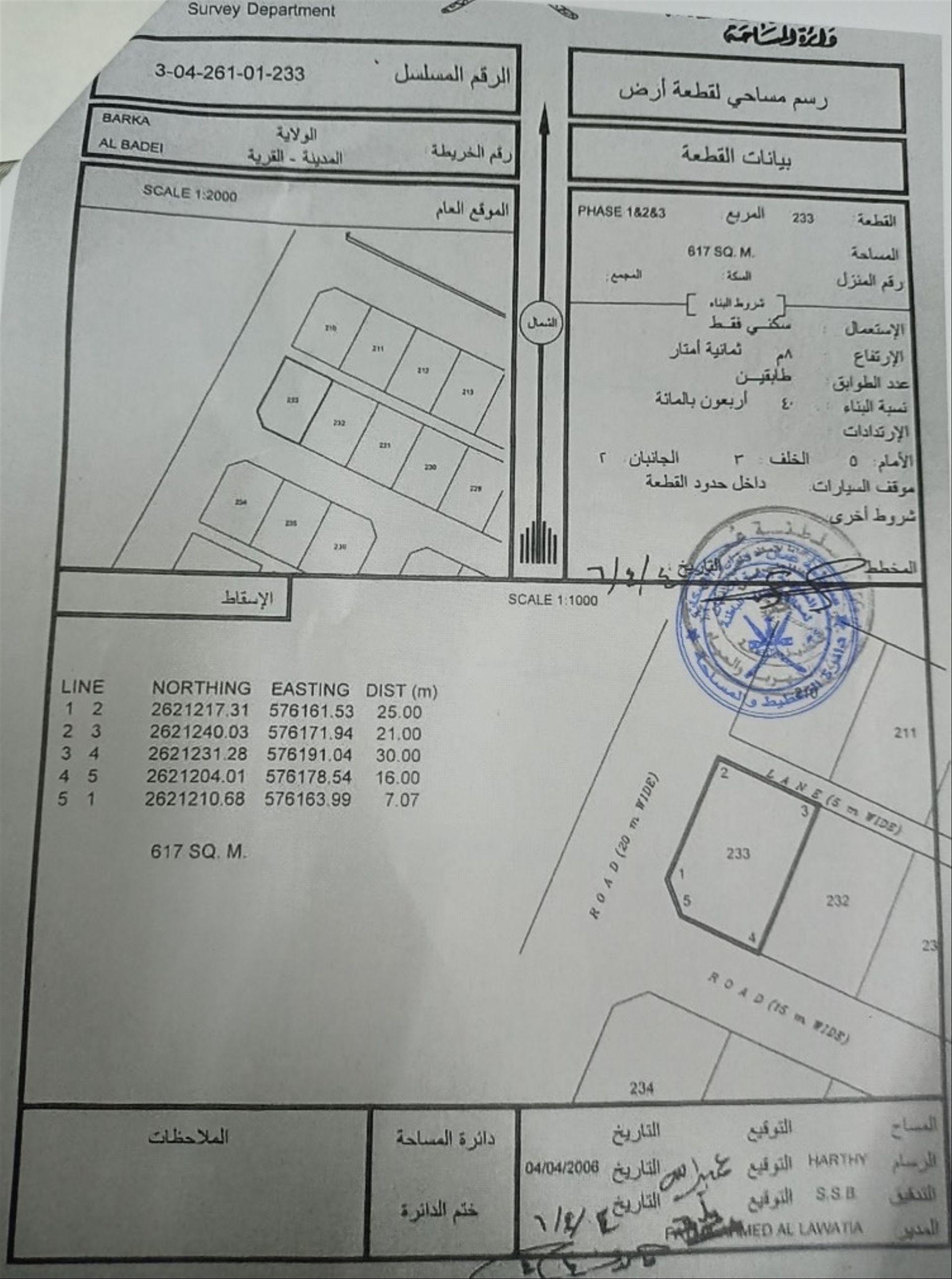 Residential Land in Al Billah, Barka