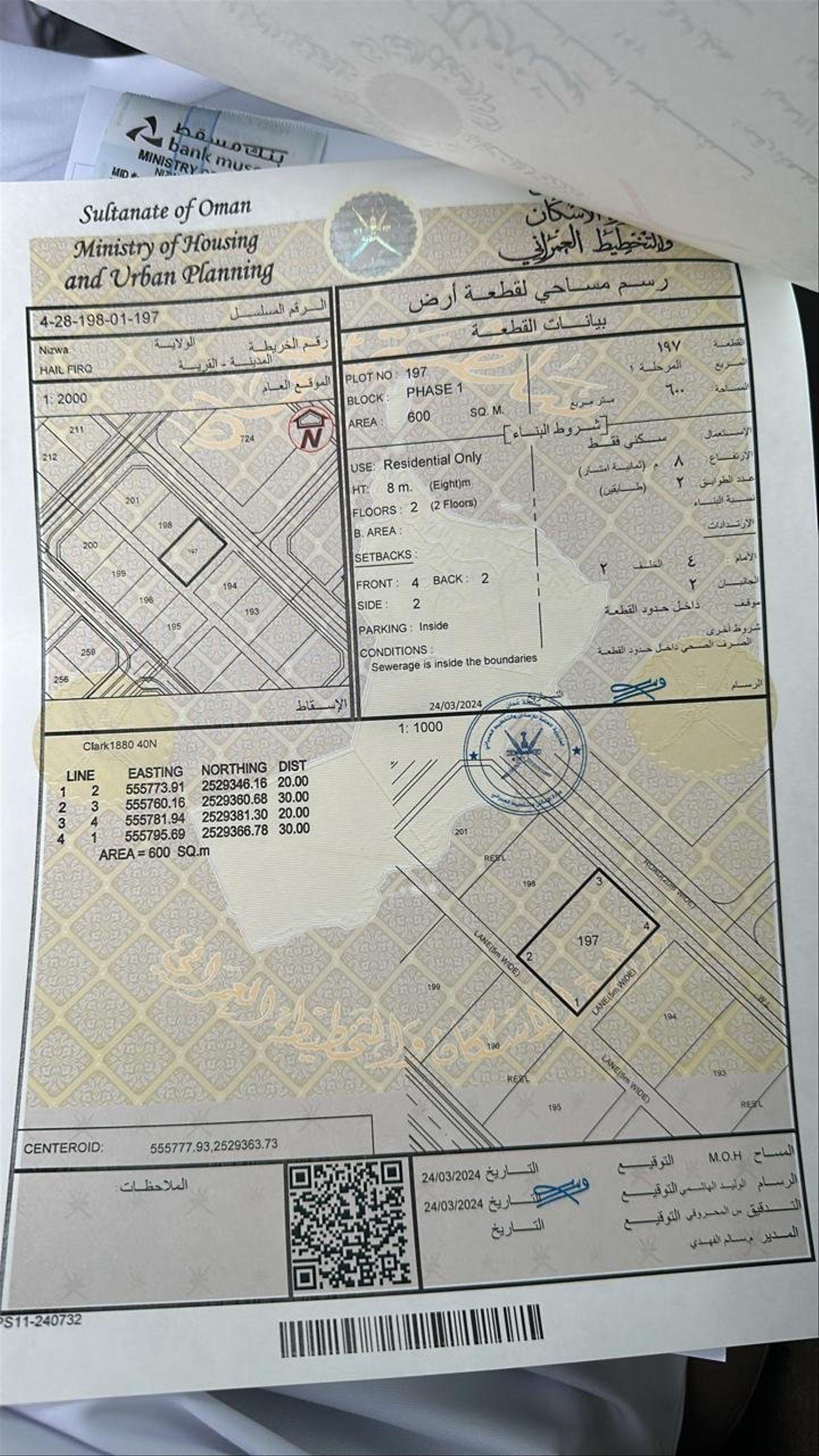 Residential Land in Nizwa, Hayl Farq