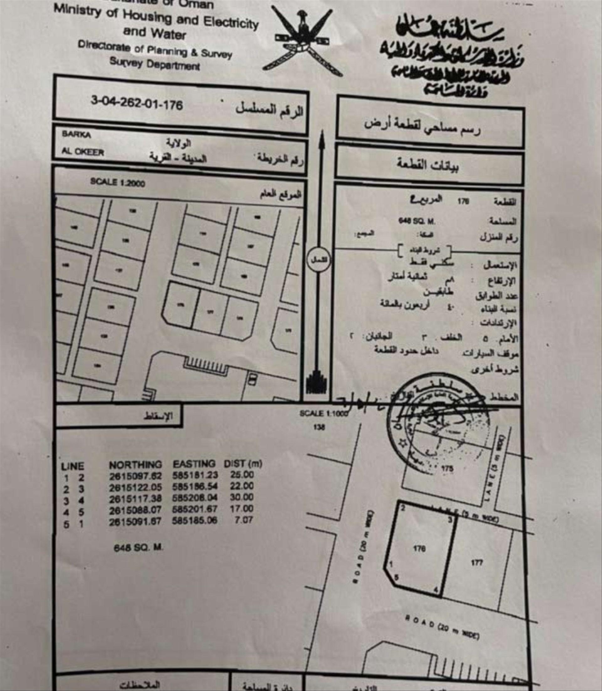 Residential Land in Al Iqayr, Barka