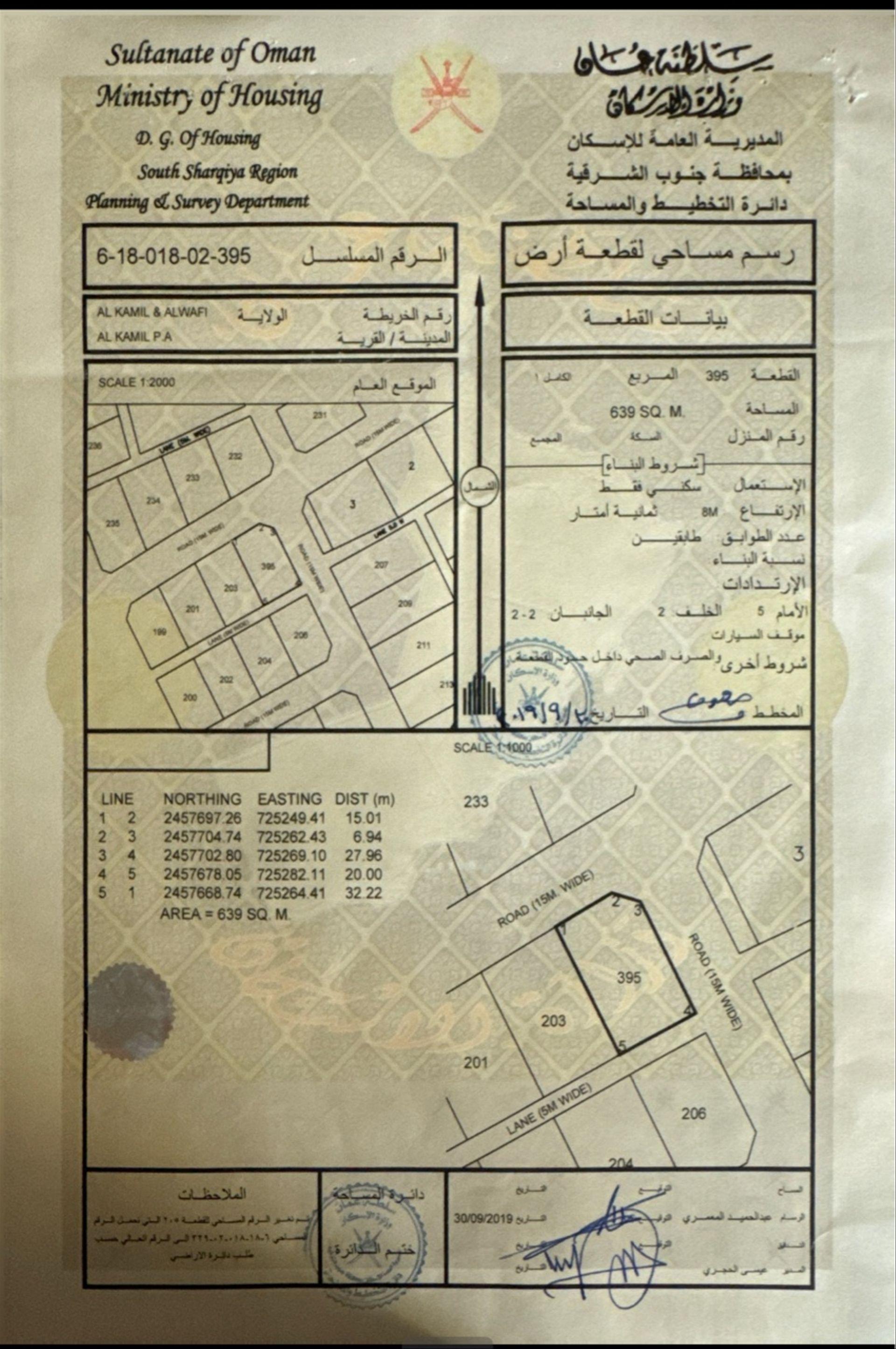 Residential Land in Al Kamil Wa Al Wafi, Ash Sharqiyah South