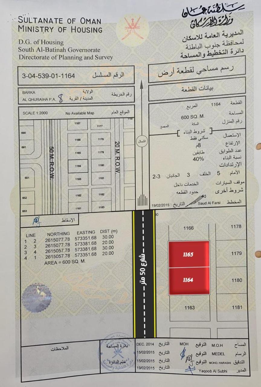 Residential Land in Al Qurayhah, Barka