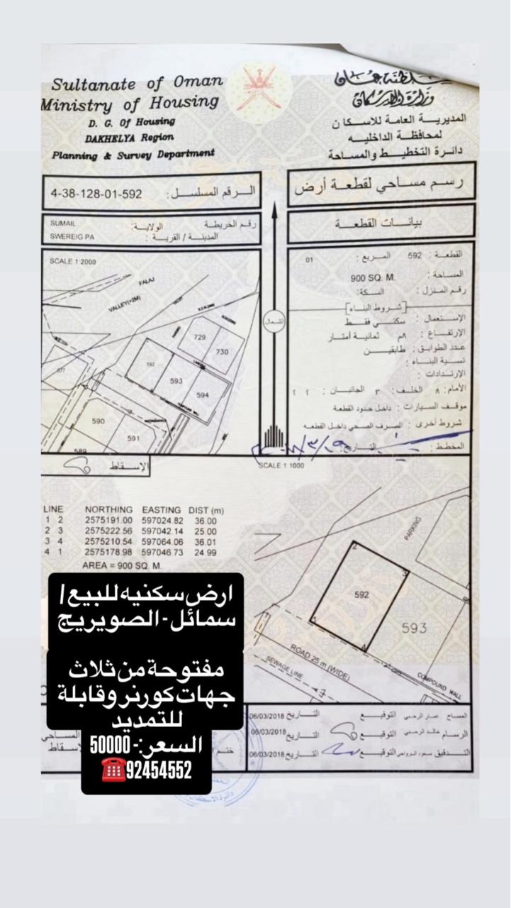 Residential Land in Al Manabik, Samail