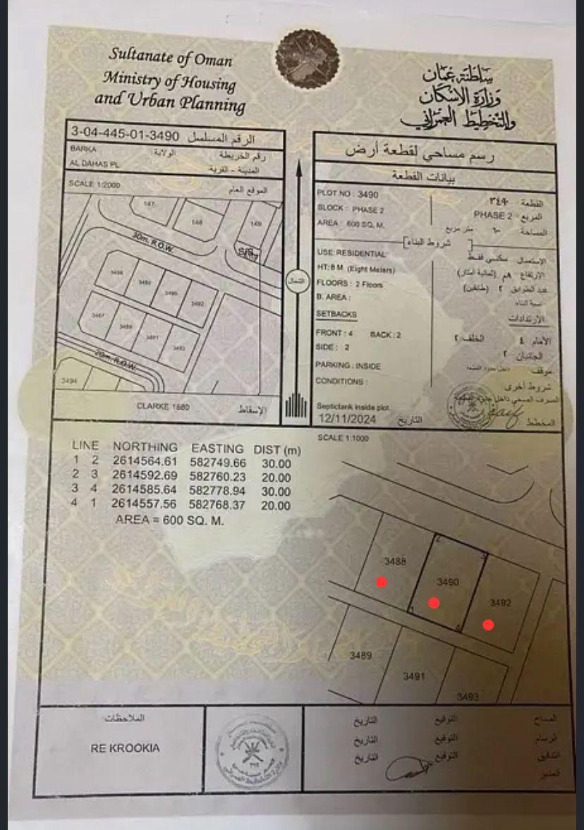 Residential Land in Al Batinah South, Barka
