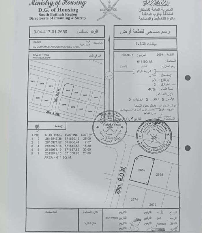 Residential Land in Al Qurayhah, Barka