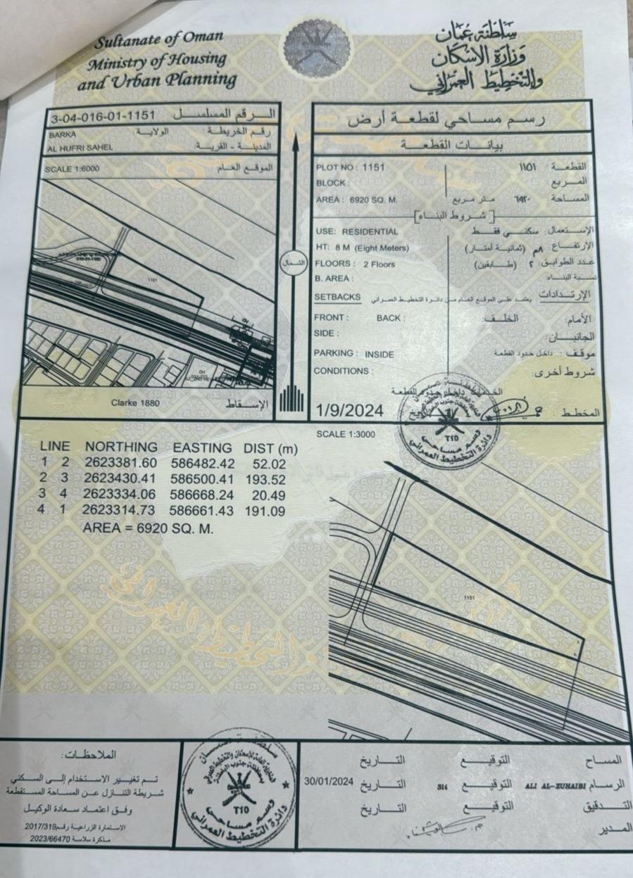 Residential Land in Barka, Al Hafri As Sahil