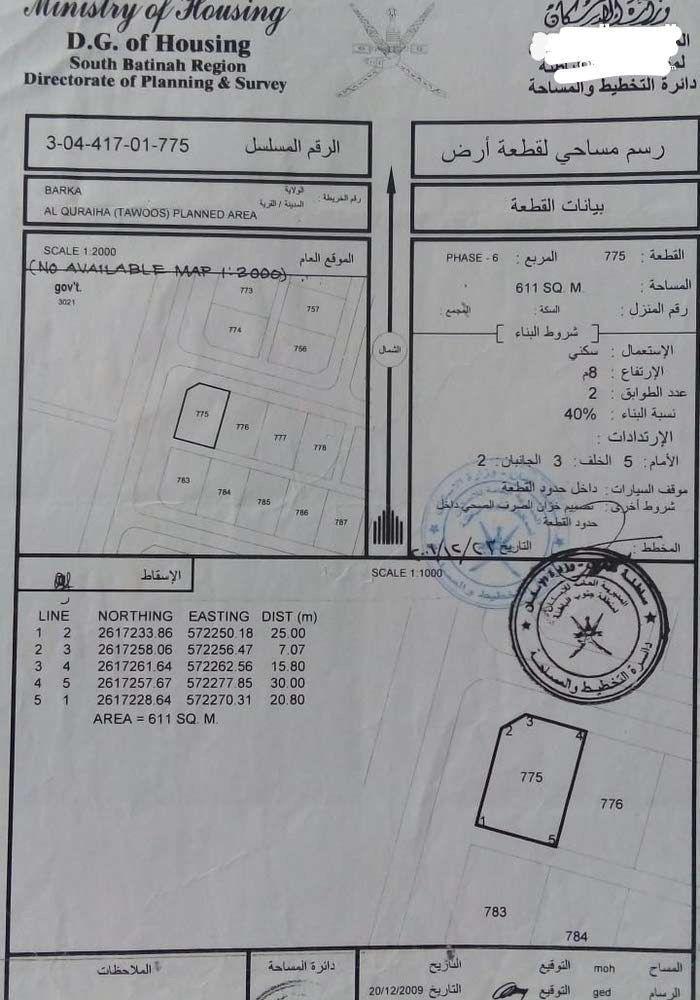 Residential Land in Al Qurayhah, Barka