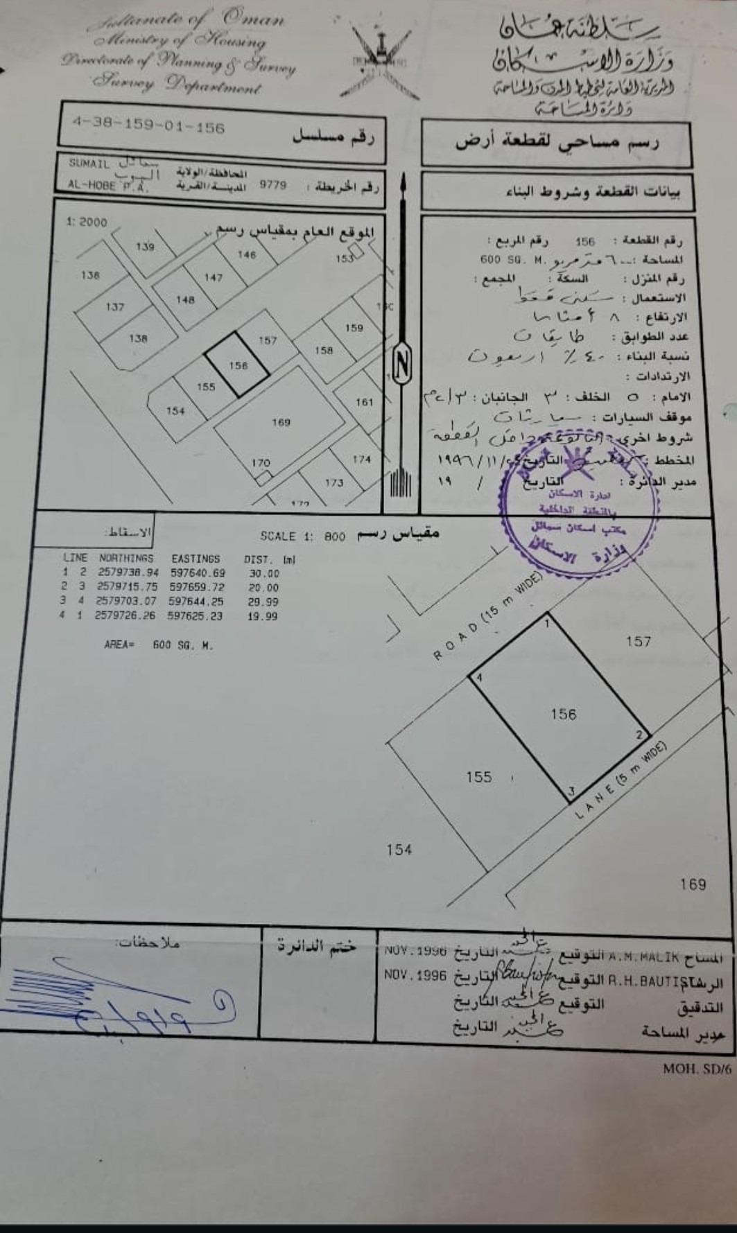 Residential Land in Al Hawb, Samail