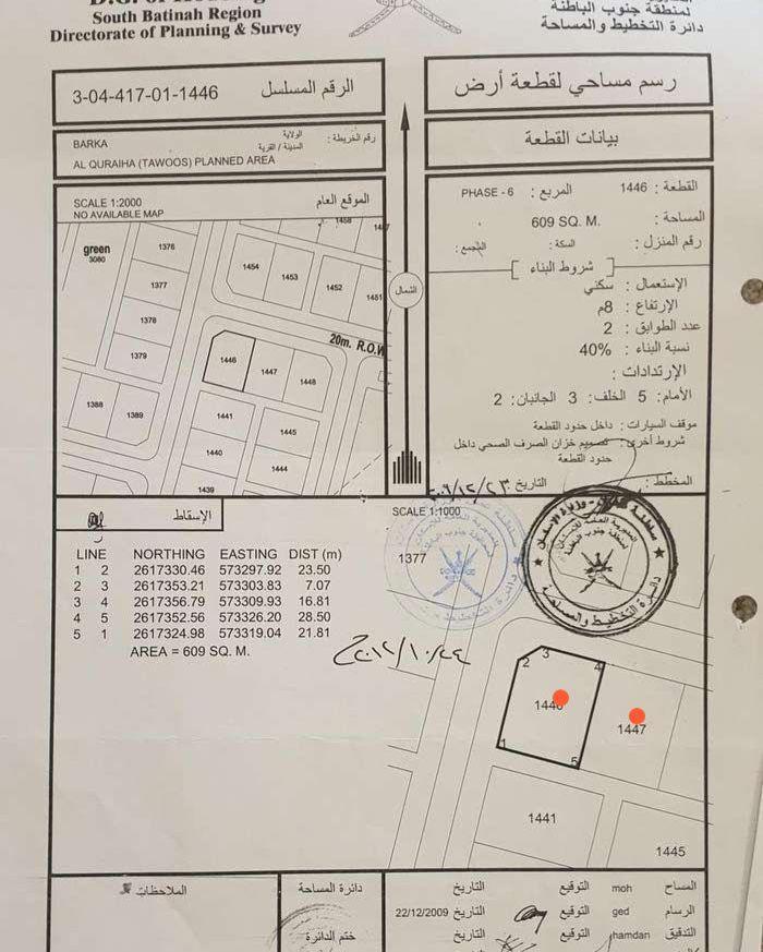 Residential Land in Al Qurayhah, Barka