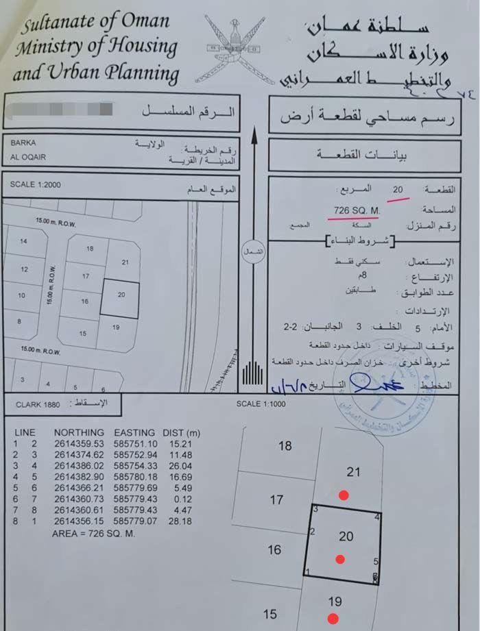 Residential Land in Al Iqayr, Barka
