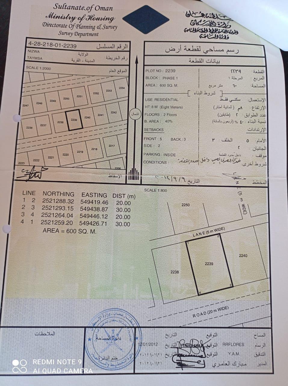 Residential Land in Nizwa, Taymsa