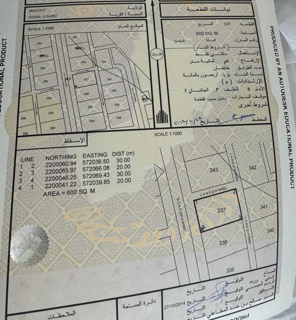 Residential Land in Sidrah, Muhut