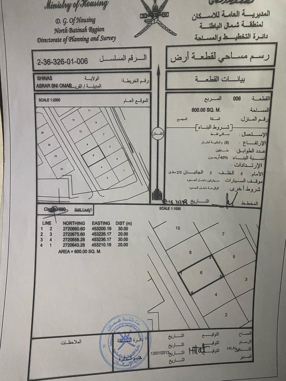 Residential Land in Asrar Bani Umar, Shinas