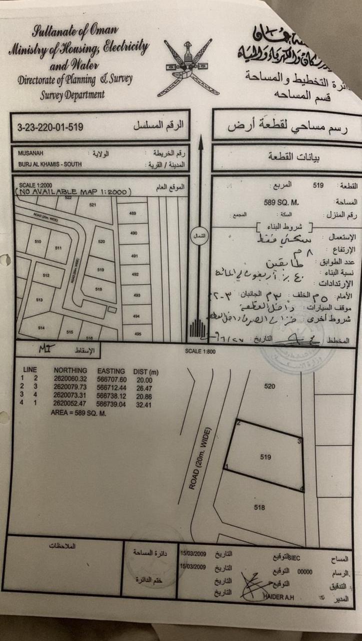 Residential Land in Al Batinah South, Al Musanaah
