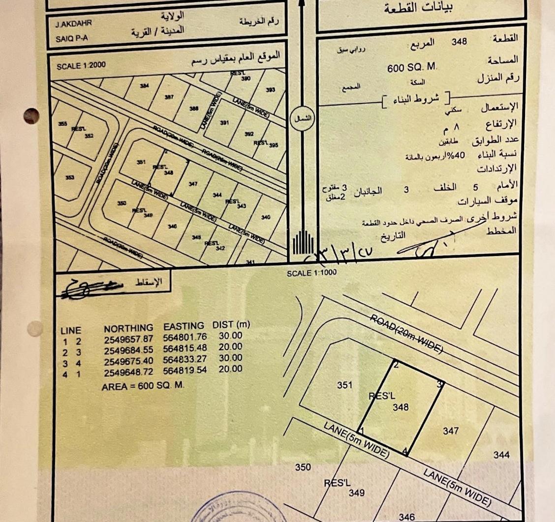 Residential Land in Nizwa, Sayq