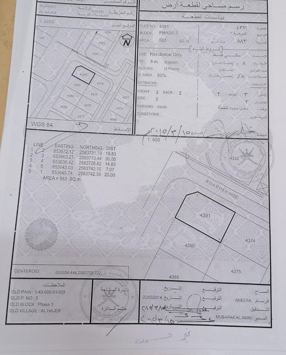 Residential Land in Muscat, Al Amrat