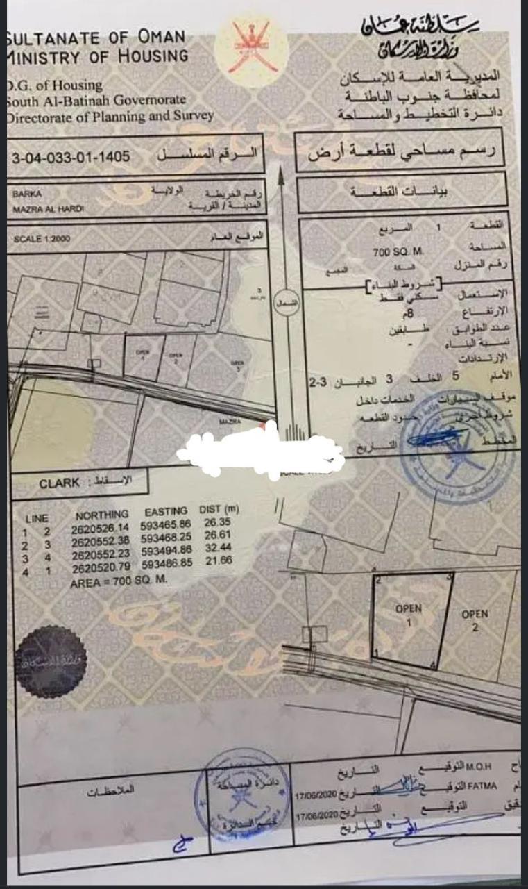 Residential Land in Al Haradi, Barka