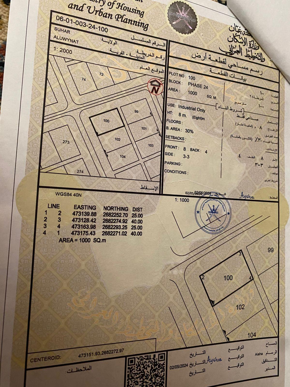 Industrial Land in Al Uwaynat, Sohar