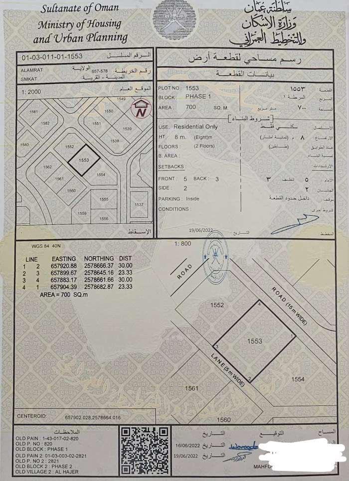 Residential Land in Muscat, Al Amrat