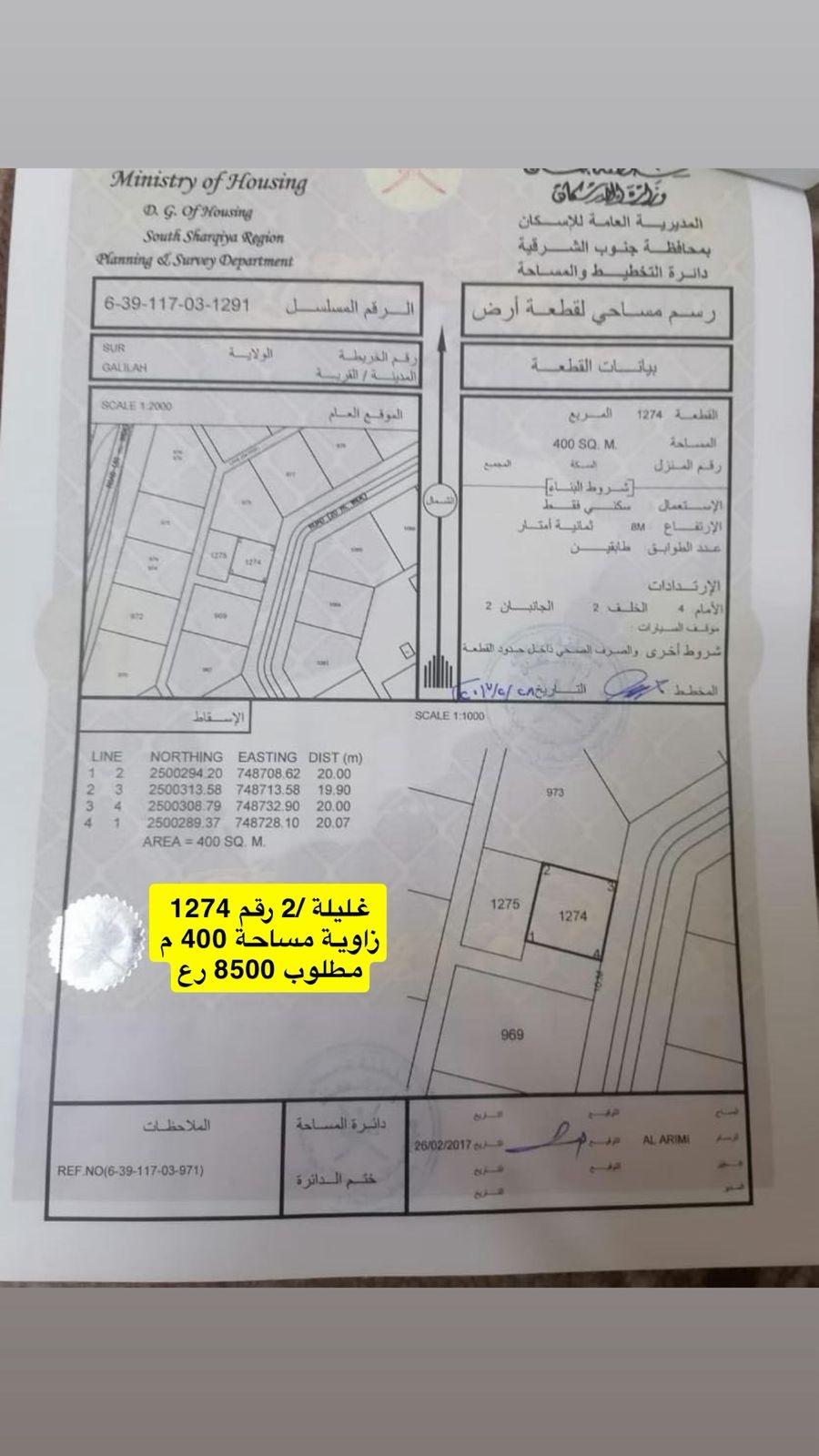 Residential Land in Sur, Ash Sharqiyah South