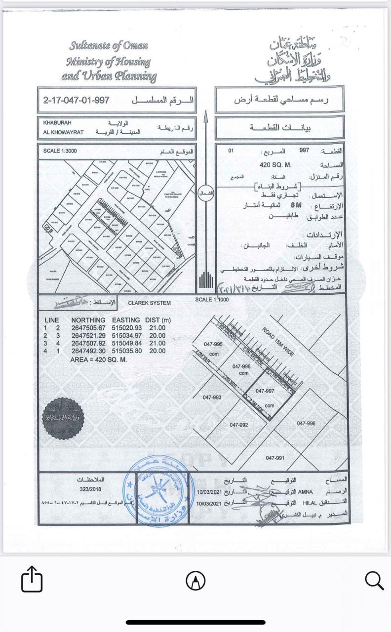 Commercial Land in Al Khaburah, Al Khaburah